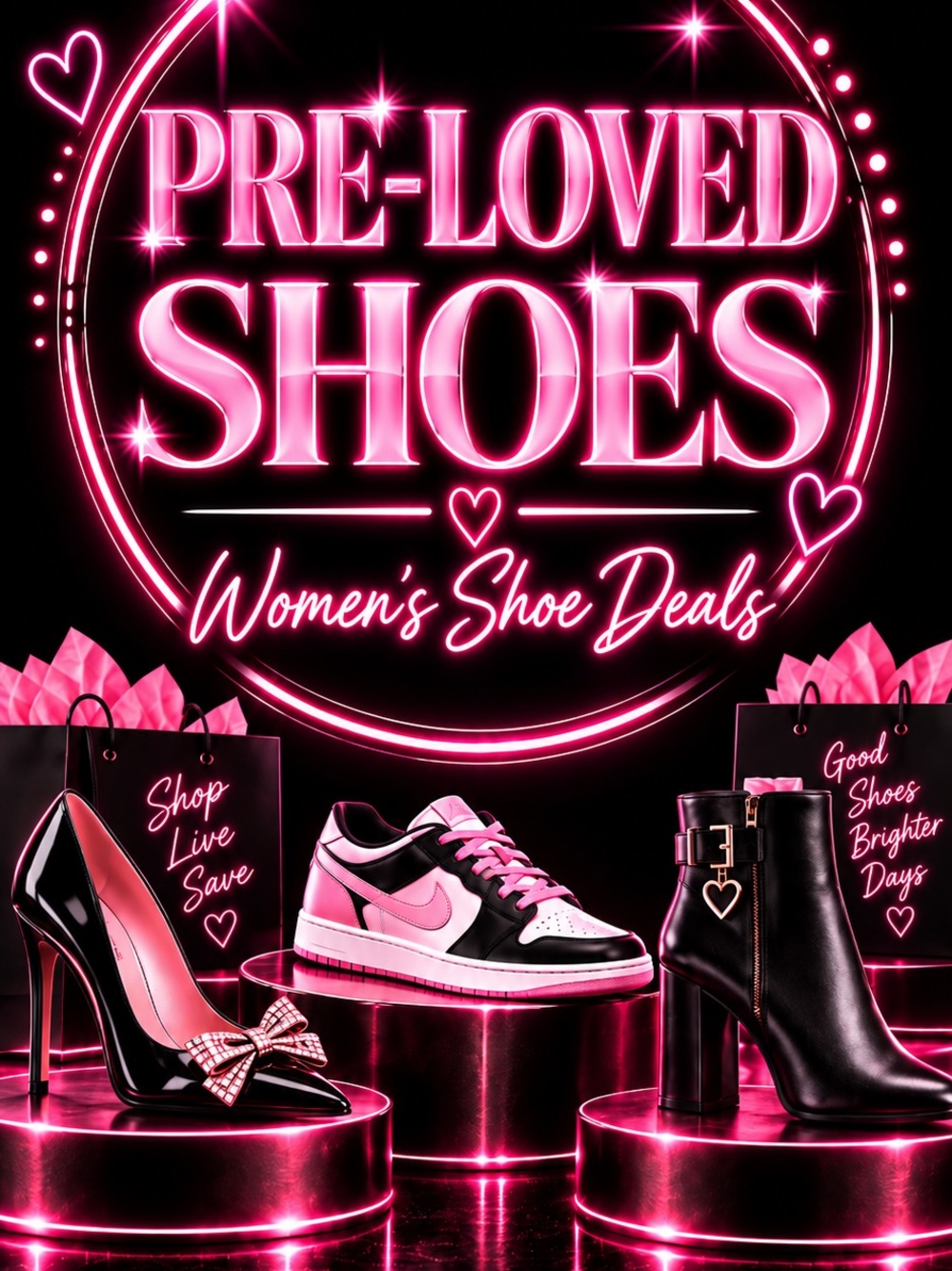 Women's Pink and Black Fashion Sneakers - Stylish Everyday Shoes